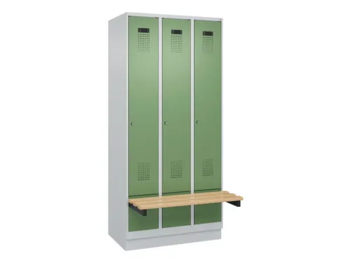 locker met bank,HxBxD 1950x900x815mm,3vak,vak B 300mm,cilinderslot