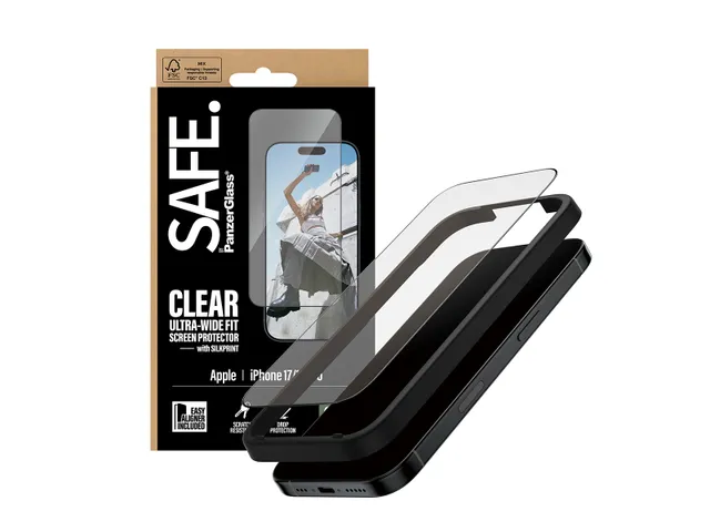 PanzerGlass SAFE. by Screen Protector w. Black Frame iPhone 17 | 16