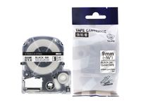 Label tape Epson/KJ ST9KW Compatible 9mm Zwart op Transparant