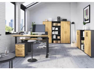 Elektrisch ihv bureau,HxBxD 710-1190x1400x800mm,blad Grandson-eiken - 3