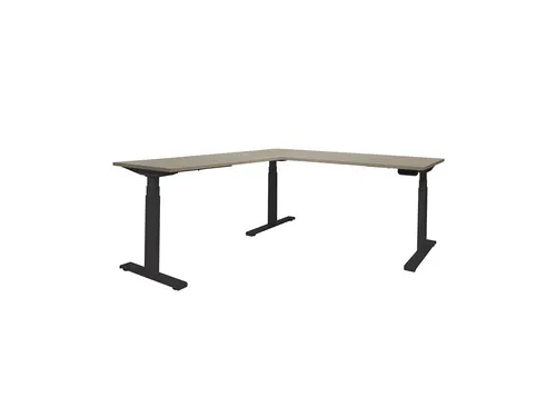 Elektrisch Hoekbureau Dextro Plus 180x160cm Frame Zwart Blad Rob Eik