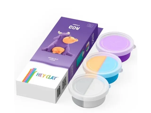 Hey Clay Klei set Animals COW 3 delen Paarse koe