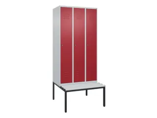 locker met bank,HxBxD 2120x900x815mm,3vak,vak B 300mm,cil.-slot - 1