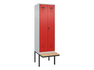 locker met bank,voor scheiding van kleding,HxBxD 2120x600x815mm,2vak - 2