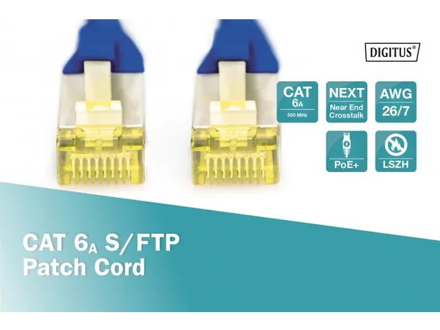 CAT 6A S-FTP patchkabel Cu LSZH AWG 26/7 Lengte 0,25m Blauw