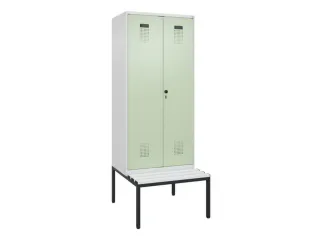 PBM-locker met bank,HxBxD 2120x800x815mm,2vak,vak B 400mm,draaigrendel - 2