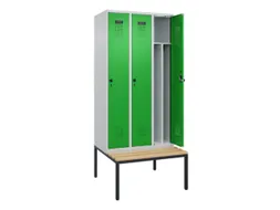 locker met bank,voor scheiding van kleding,HxBxD 2120x900x815mm,3vak