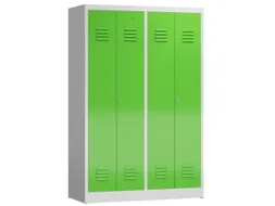 garderobekast HxBxD 1800x1185x500mm 4vak klink RAL7035 RAL6018