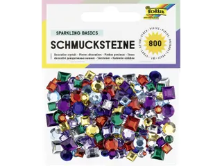 Glitter steentjes Folia 800 stuks diverse kleuren en afmetingen - 1