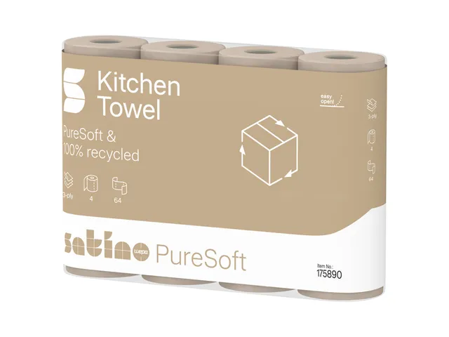 Keukenrol Satino 175891 PureSoft 3laags 4x64 vel naturel