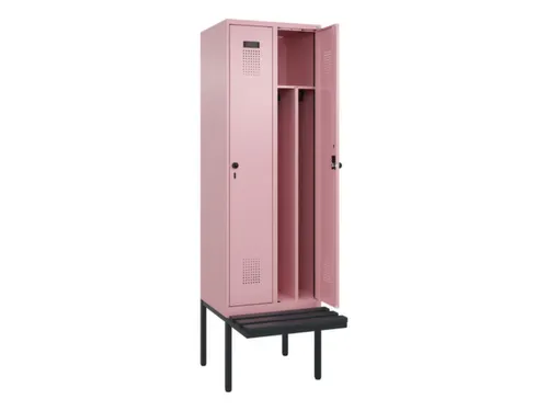 locker met bank,voor scheiding van kleding,HxBxD 2120x600x815mm,2vak
