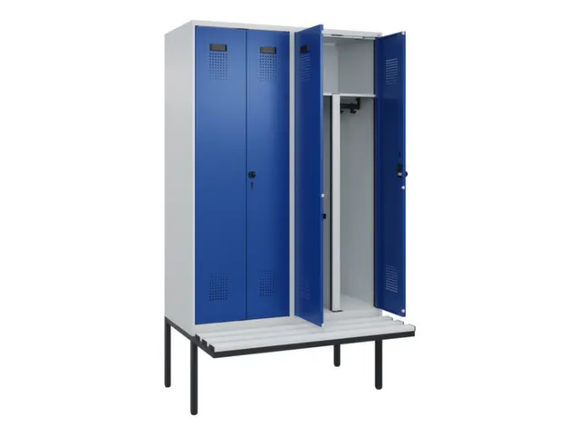 PBM-locker met bank,HxBxD 2120x1200x815mm,4vak,vak B 300mm