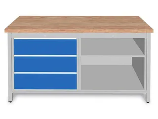 werkbank,HxBxD 860x1500x750mm,onderstel RAL3003,fronten RAL9005 - 1