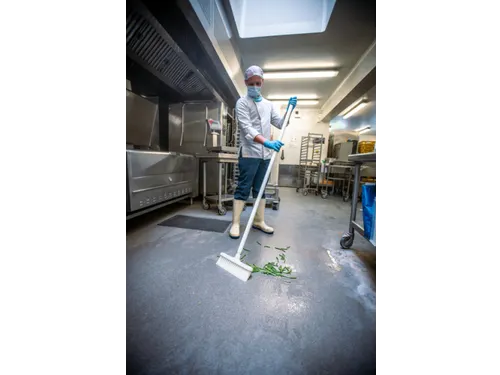 Vikan Hygiene veger met rechte nek 310mm medium vezels grijs