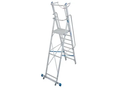 verrijdbare treden-platformladder eenzijdig 8treden stand H 1 9m