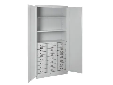 ladekast,HxBxD 1790x800x410mm,27lade(n),cilinderslot,romp RAL7035