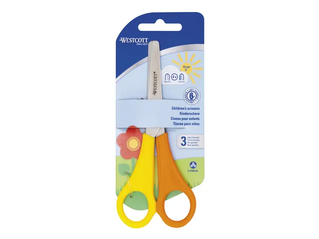 Schaar Westcott Kids 13cm ronde punt linkshandig geel/oranje