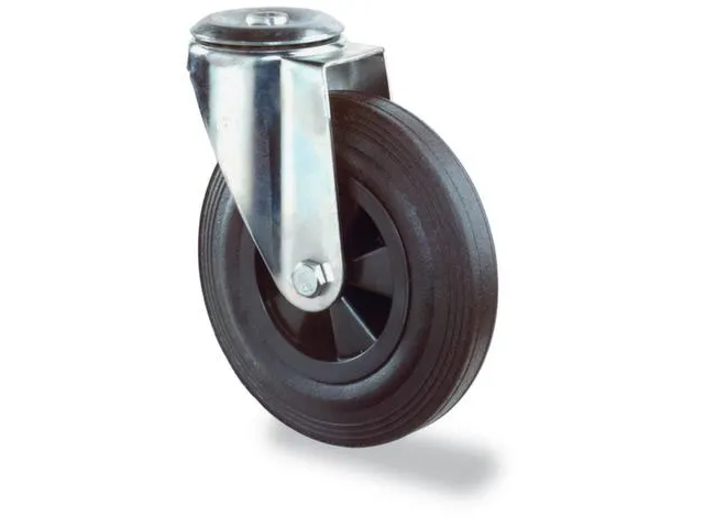 zwenkwiel,draagverm. 100kg,massief rubber-banden,ØxB 125x38mm