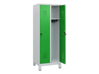 schoollocker,HxBxD 1630x600x500mm,2vak,vak B 300mm,draaigrendel,voeten - 1