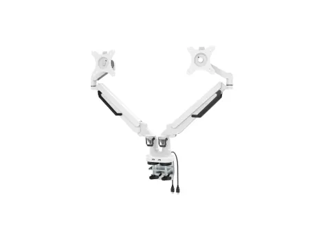 Dubbele Monitorarm Wit Incl. USB Poorten