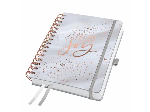 Spiraal-agenda Inspire A5 2026 (NL/FR/ EN/DU) Glittery Joy hardcover
