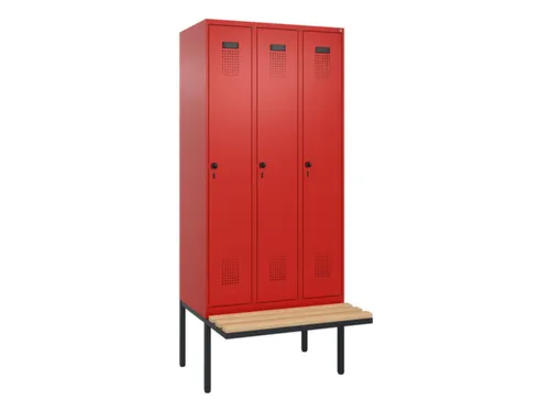 locker met bank,voor scheiding van kleding,HxBxD 2120x900x815mm,3vak