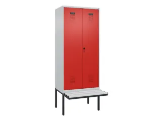 PBM-locker met bank,HxBxD 2120x800x815mm,2vak,vak B 400mm,draaigrendel - 2