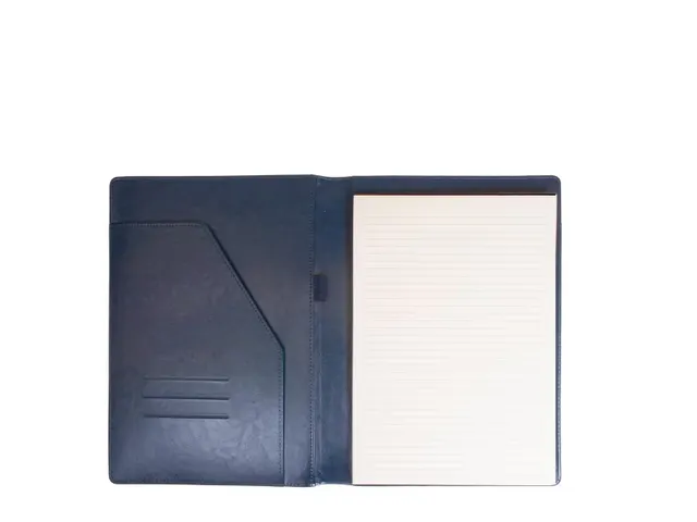 Conférencier Multo Hannibal A4 similicuir bleu avec bloc-notes