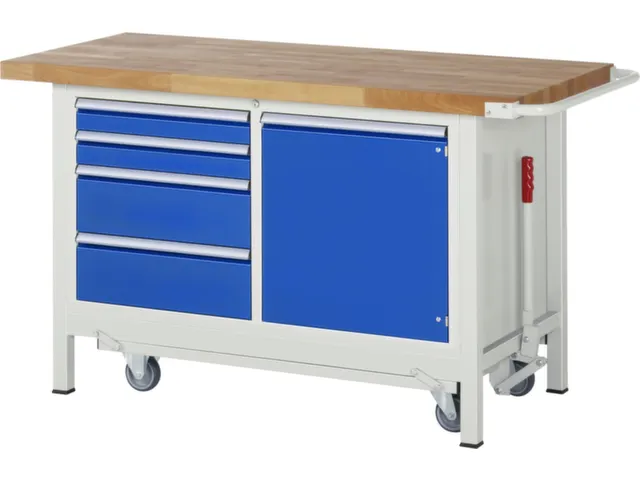 Werkbank H X B X D 880x 1500x 700mm Beukenhouten Werkblad 4 Laden Kast