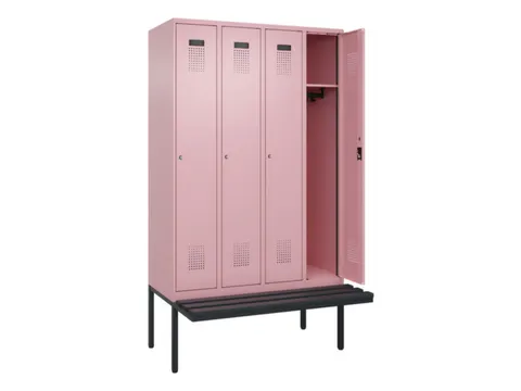 locker met bank,HxBxD 2120x1200x815mm,4vak,vak B 300mm,cilinderslot