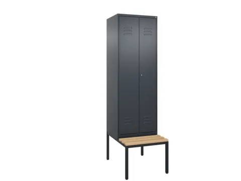 PBM-locker met bank,HxBxD 2120x600x815mm,2vak,vak B 300mm,cil.-slot