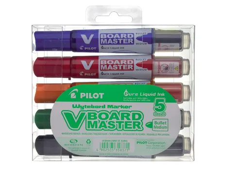 Whiteboardmarker Pilot V-Board Master Begreen Rond Medium Punt 5 stuks