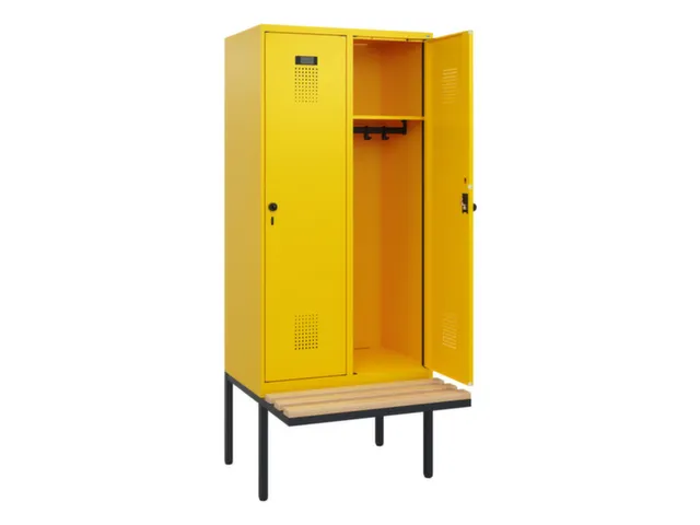 locker met bank,HxBxD 1950x800x815mm,2vak,vak B 400mm,draaigrendel