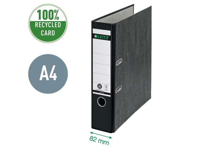 Ordner Leitz 1080 A4 80mm gewolkt zwart 100% gerecycled karton