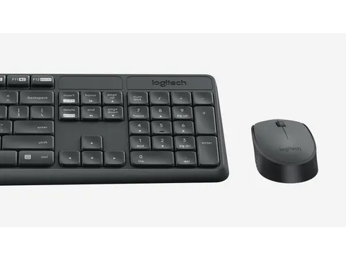 Logitech Draadloos Toetsenbord MK235 QWERTY + Compacte muis Zwart