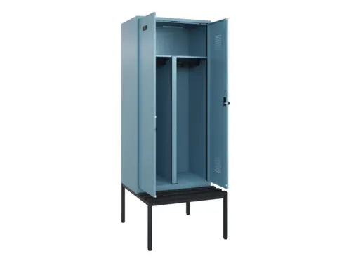 PBM-locker met bank,HxBxD 2120x800x815mm,2vak,vak B 400mm,draaigrendel
