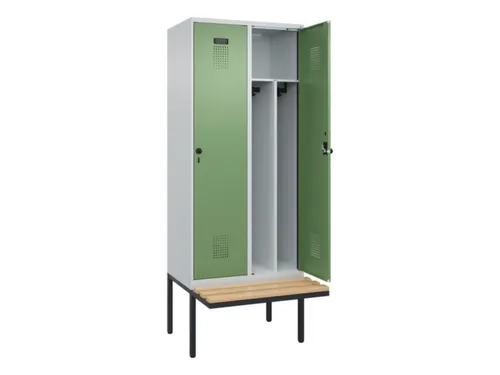 locker met bank,voor scheiding van kleding,HxBxD 2120x800x815mm,2vak