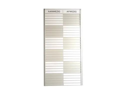 Menoor In-Uit bord 30 namen Aluminium Aanwezig/Afwezig Wit