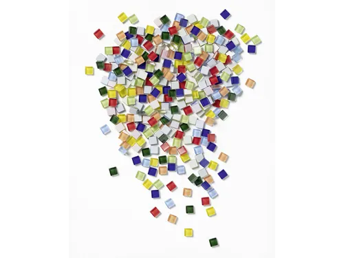 Folia Mozaieksteentjes glas 10x10mm basiskleuren assorti