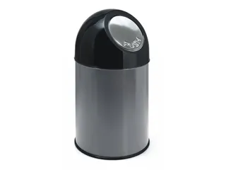 Afvalbak met pushdeksel 30 liter Zwart RVS - 1