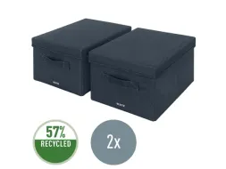 Leitz Stoffen opbergdoos met deksel Grijs 38x28,5x20cm 2 stuks