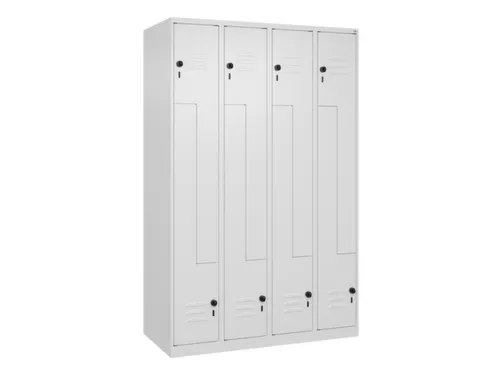 Z-garderobekast,HxBxD 1850x1200x500mm,vak B 150/300mm,draaigrendel