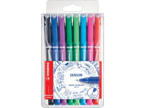 Fineliner STABILO Sensor 189/8 fijn assorti etui à 8 stuks