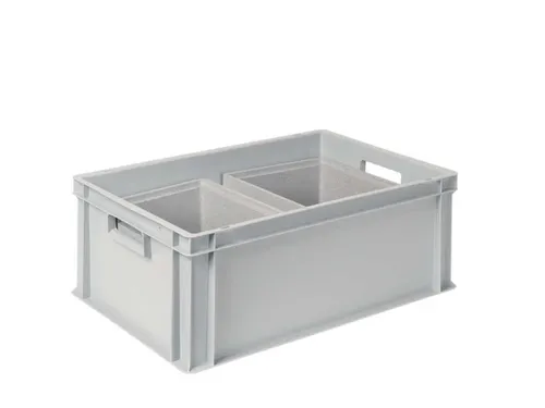 Euronorm-stapelbak,m. 2isoleerboxen,HxLxB 220x600x400mm,44,5/10,4l