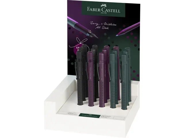 Balpen Faber-Castell Grip XB display 15st. berry/mistletoe/black