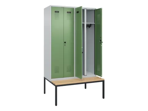 locker met bank,voor scheiding van kleding,HxBxD 2120x1200x815mm,4vak