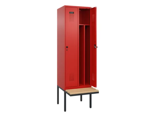 locker met bank,voor scheiding van kleding,HxBxD 2120x600x815mm,2vak