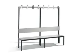 omkleedbank,HxLxD 1710x2000x407mm,HPL zilvergrijs,frame staal RAL7021