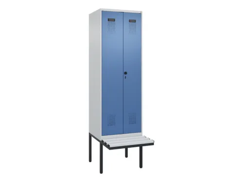 PBM-locker met bank,HxBxD 2120x600x815mm,2vak,vak B 300mm,draaigrendel