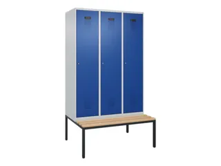 locker met bank,HxBxD 2120x1200x815mm,3vak,vak B 400mm,cilinderslot - 2